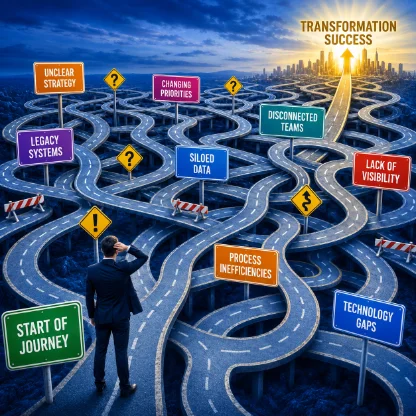 The path from a tangle of legacy systems to transformation success